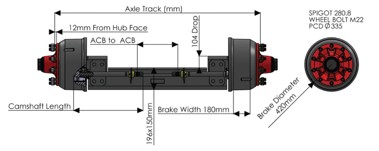 Full Drop Axle - 250 series Stepped Axle