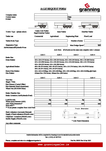 Axle Request Form