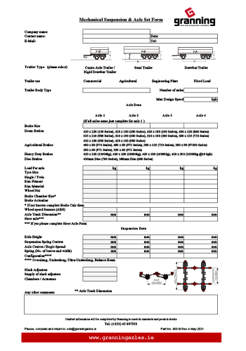 Axle & Mechanical Suspension Request Form