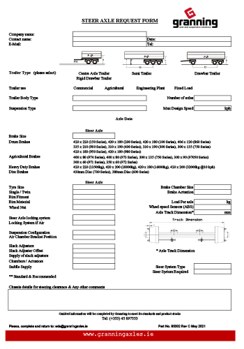 Steer Axle Request Form