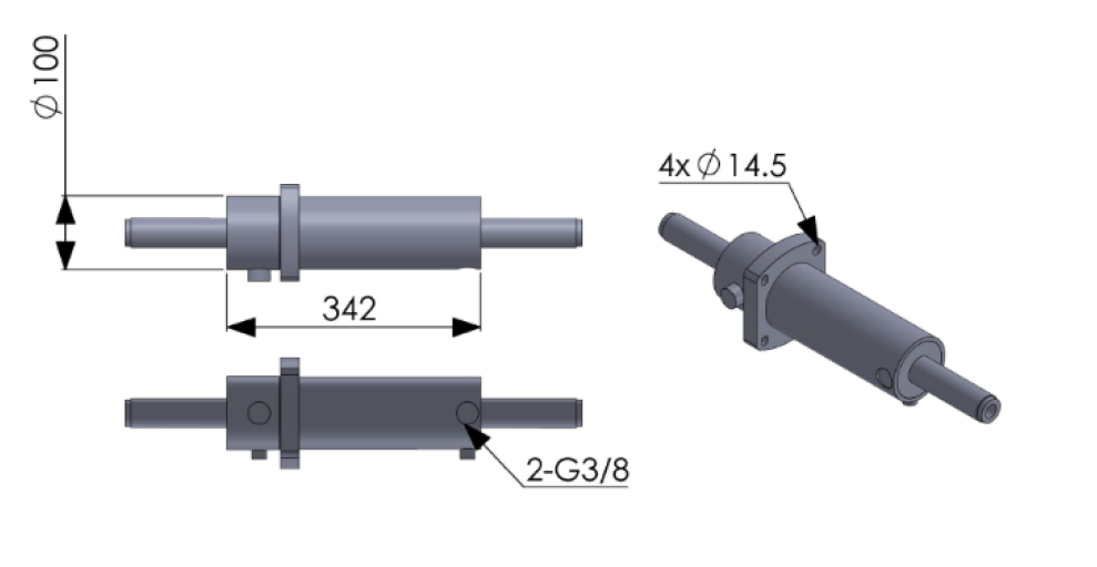 37253- Forced steer hydraulic ram.