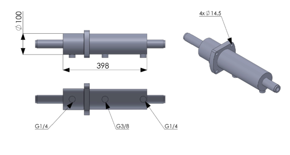 37293 - Self steer hydraulic ram. Hydraulic ram integrated with track rod