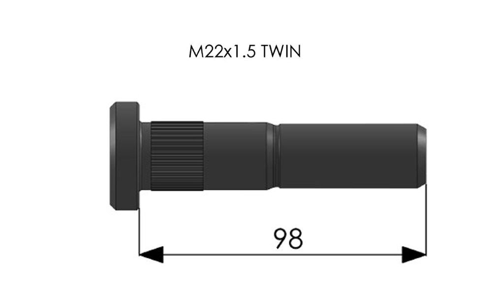 61386F Wheel Bolt 98mm M22x1.5 Twin