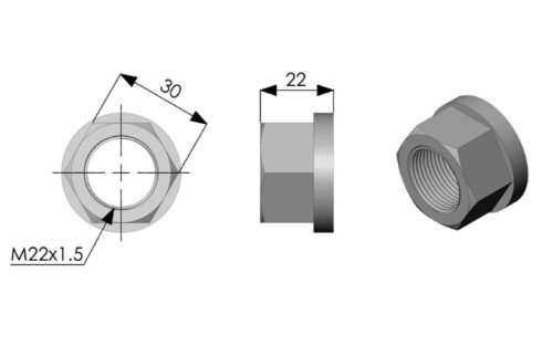 61411 M22 DIN Wheel Nut