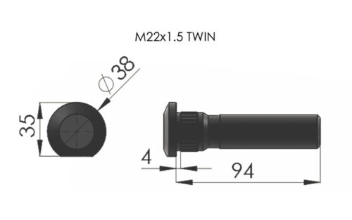 20200 Wheel Bolt 94mm M22x1.5 Twin