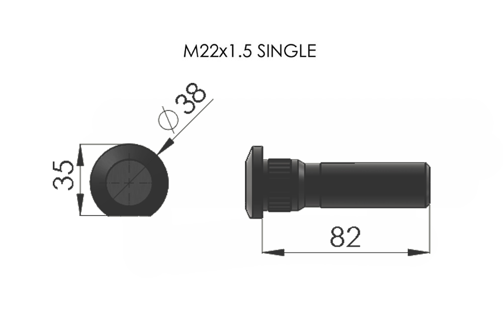20201 Wheel Bolt 82mm M22x1.5 Single