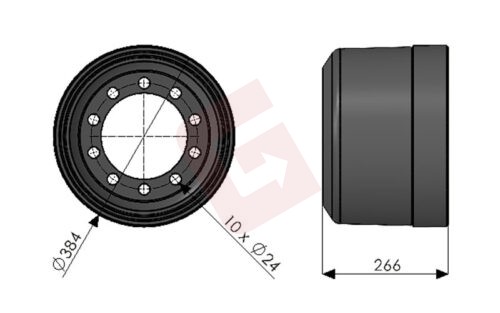 61029 Brake Drum 335x210 (10 Stud)