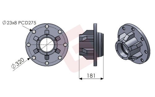61213 Wheel Hub 310×190 (8 stud)