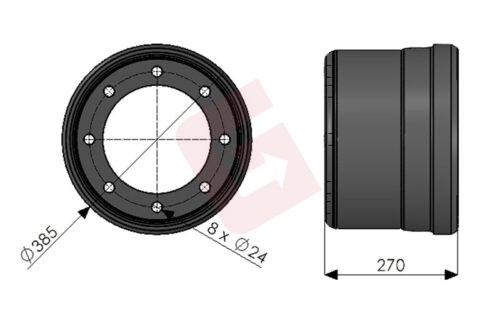 61214 Brake Drum 335x210 (8 Stud)